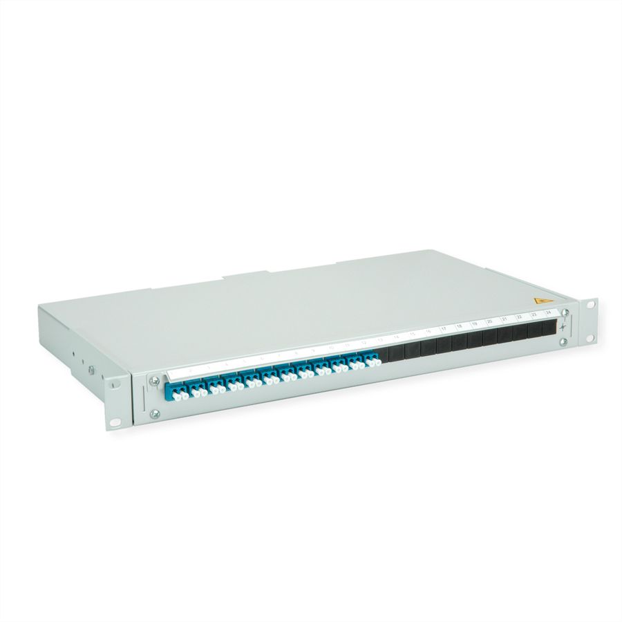 TELEGÄRTNER BASIS V Panneau fibre optique avec coupleurs & Pigtails , 12x LC Duplex, bleu, OS2 PC
