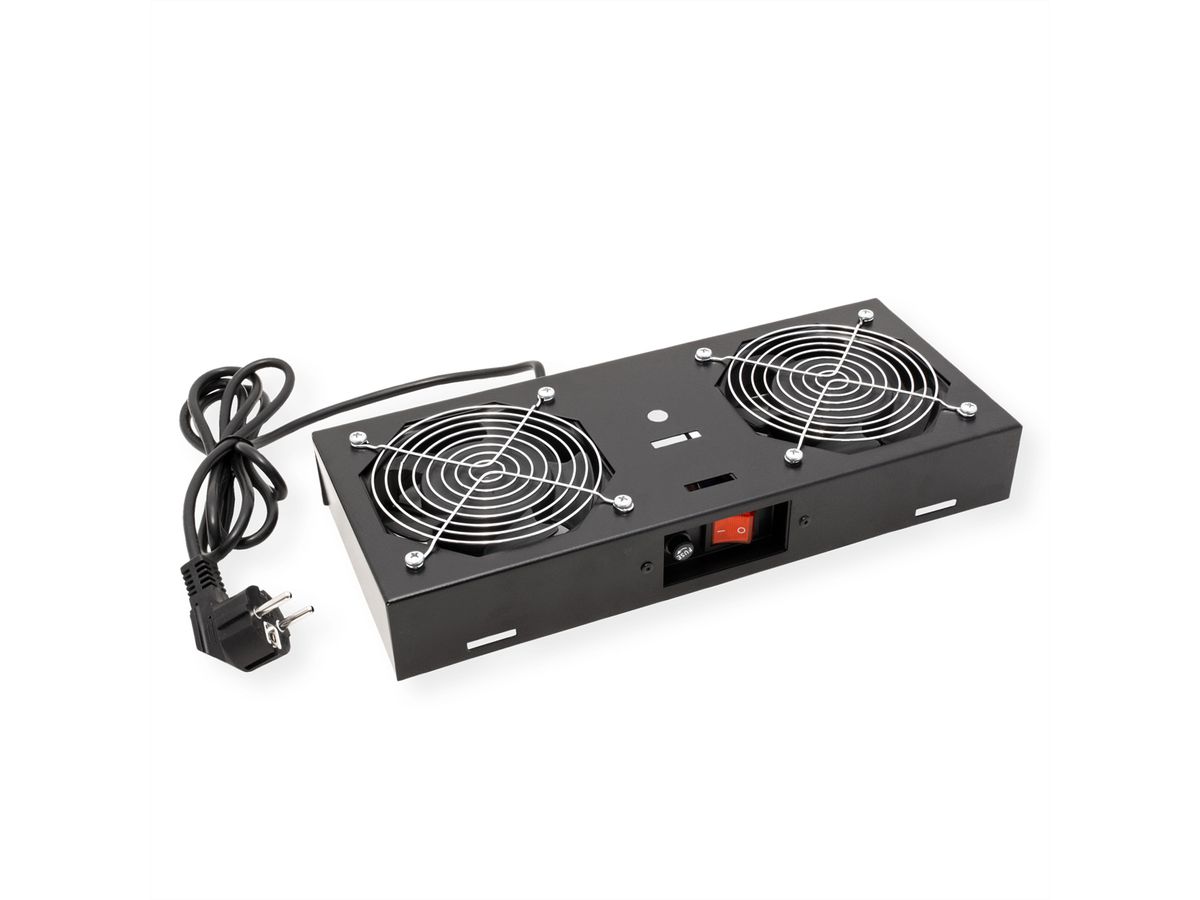 ROLINE 19" Unité de ventilation, 2 ventilateurs, pour boîtier mural, noir