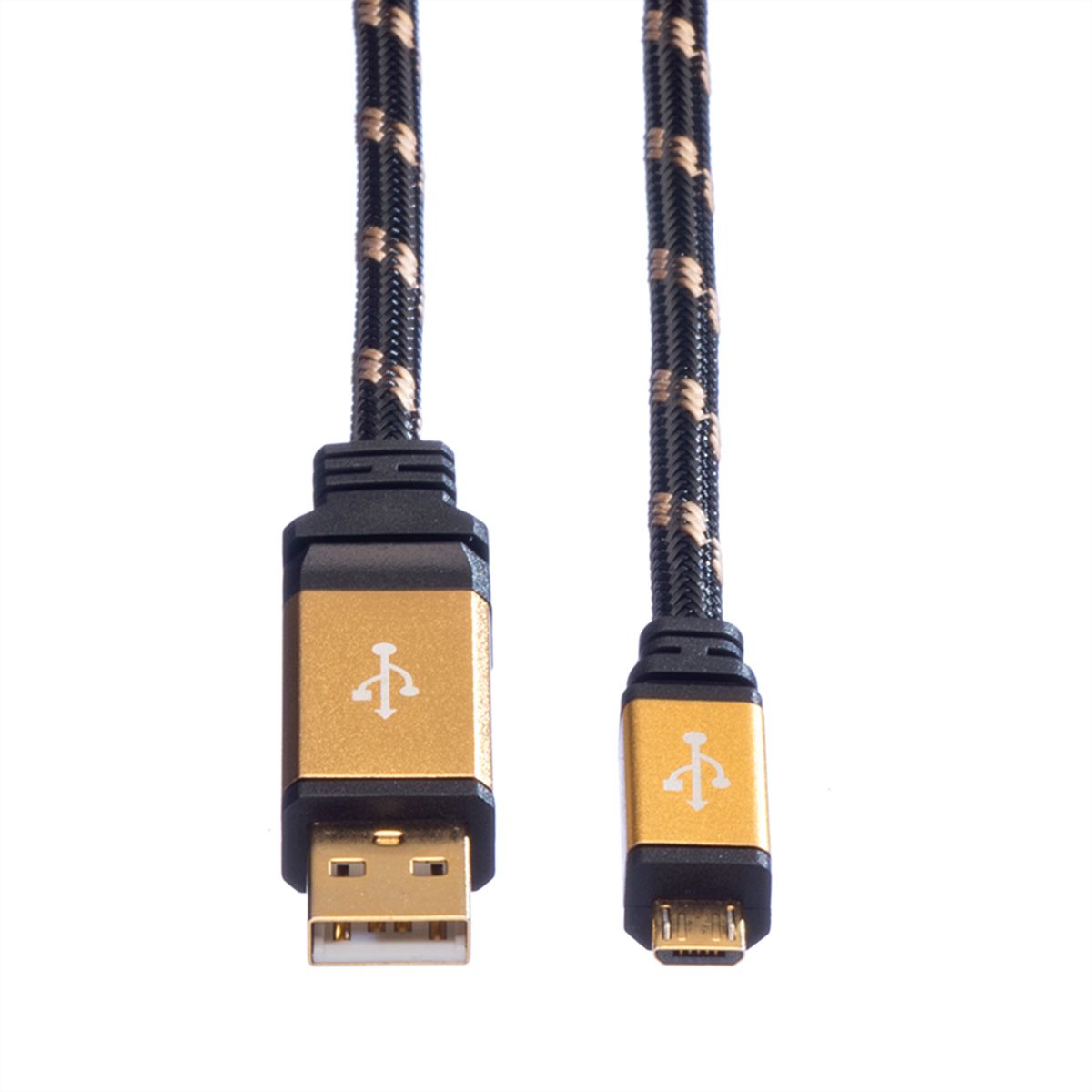 ROLINE GOLD Câble USB 2.0, USB A mâle - Micro USB B mâle, 0,8 m