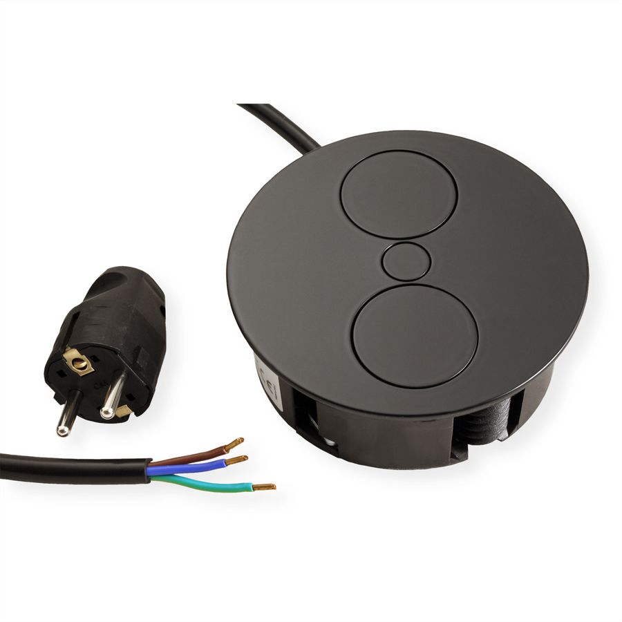 BACHMANN TWIST Prise 2x UTE, noir, 2 m