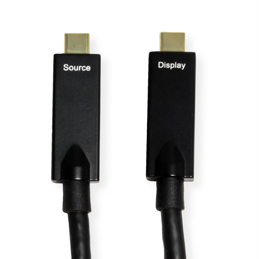 ROLINE Câble USB 3.2 Gen 2, AOC, C-C, M/M, 10Gbit/s, 4K60Hz, PD (Power Delivery) 60W, noir, 10 m
