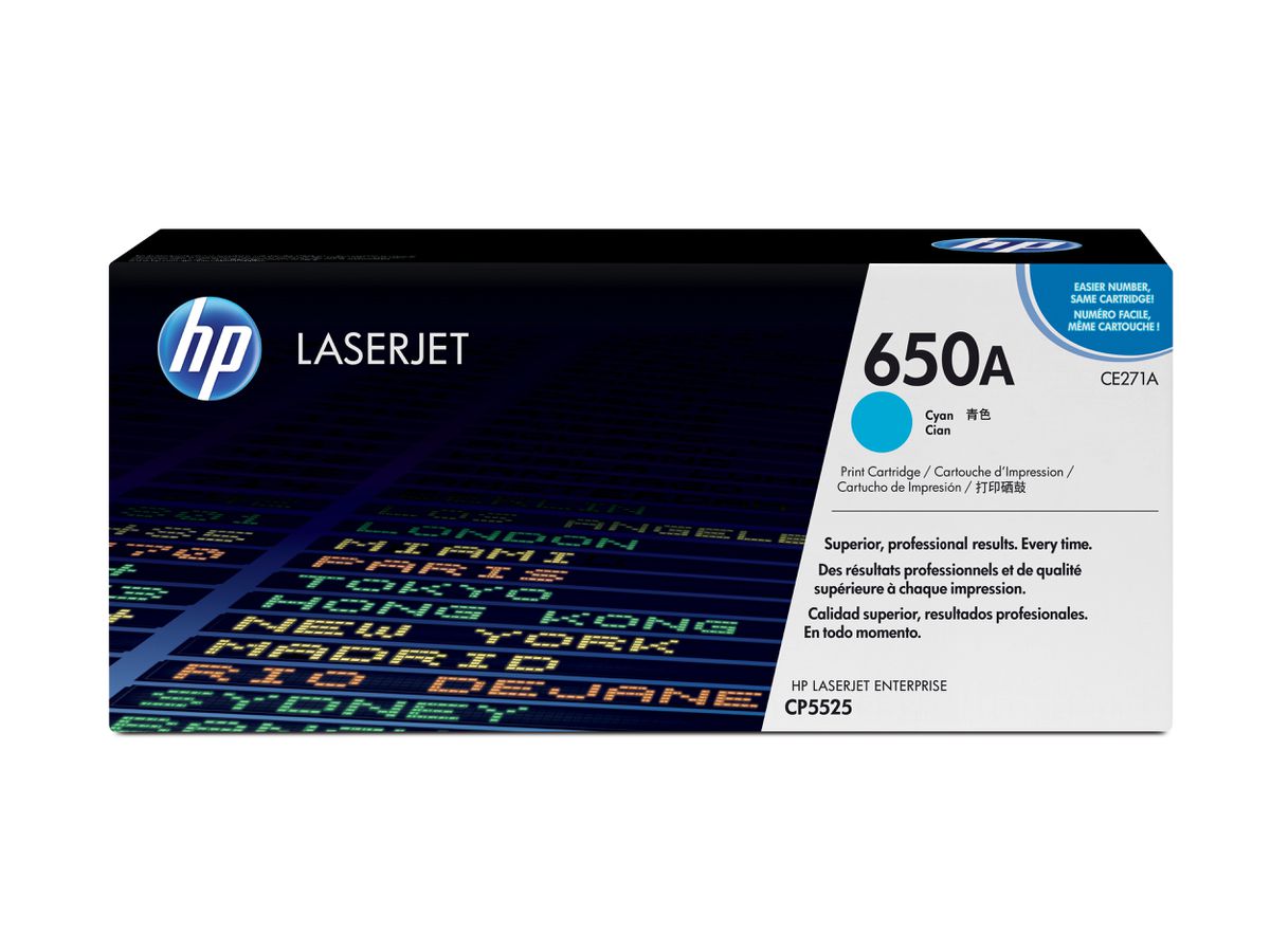 HP 650A toner LaserJet cyan authentique