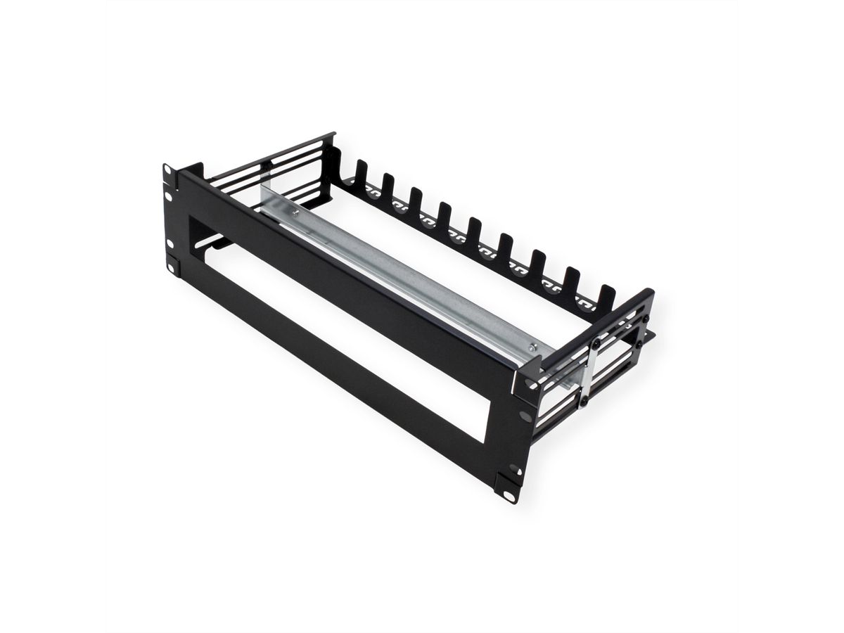 VALUE Cadre de support 19" pour appareils montés sur rail DIN, 3U, noir