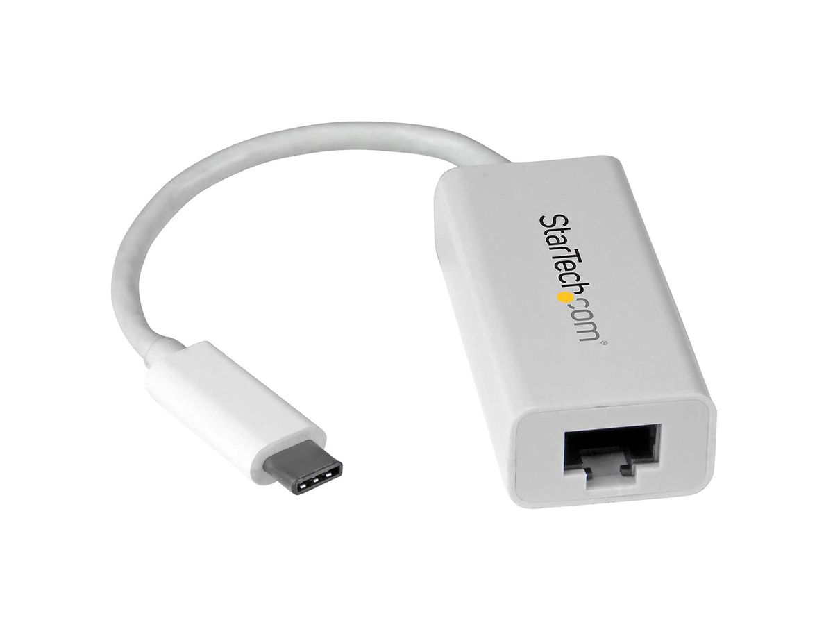 StarTech.com Adaptateur réseau USB-C vers RJ45 Gigabit Ethernet - M/F - USB 3.1 Gen 1 (5 Gb/s) - Blanc