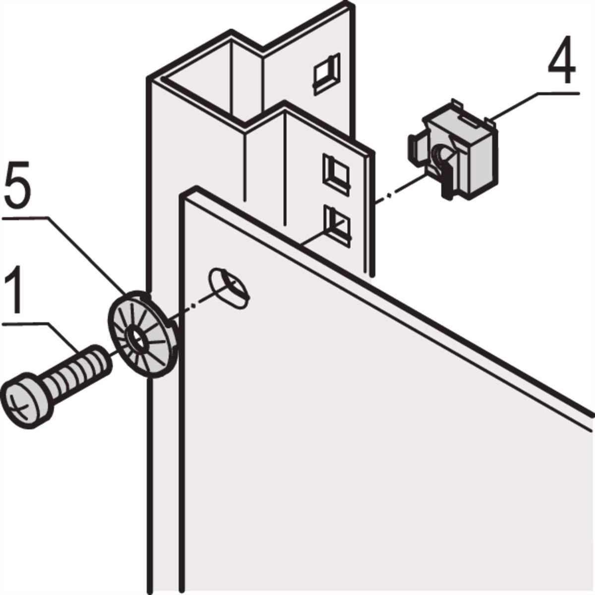 Kit d'assemblage SCHROFF 19", 4 x Vis M5x12, Ecrou de mise à la terre M5 pour glissières de sécurité