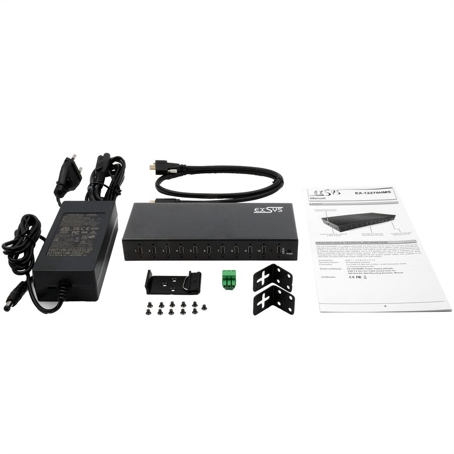 EXSYS EX-12270HMS HUB métallique 10 ports USB 3.2 Gen 2, 10x USB type C