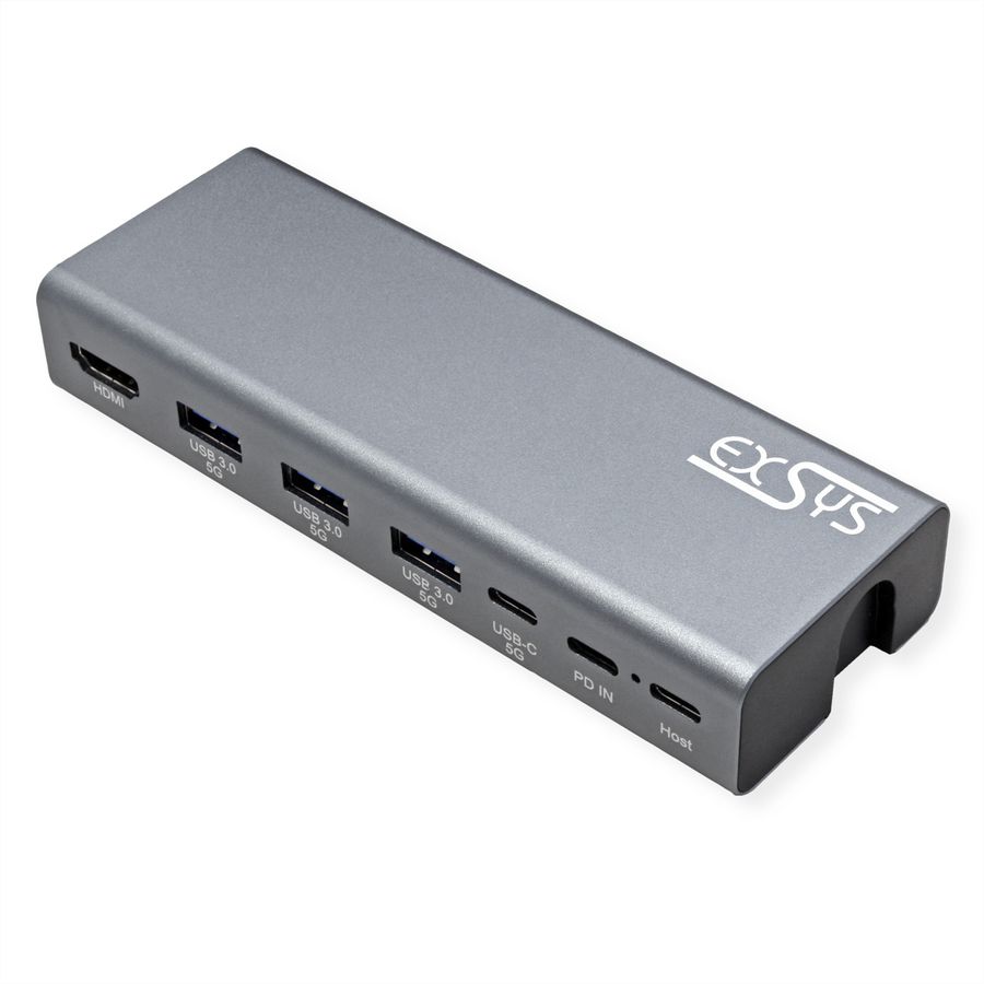 EXSYS EX-1224HM Support pour ordinateur portable, avec station d'accueil USB-C 7 en 1 amovible