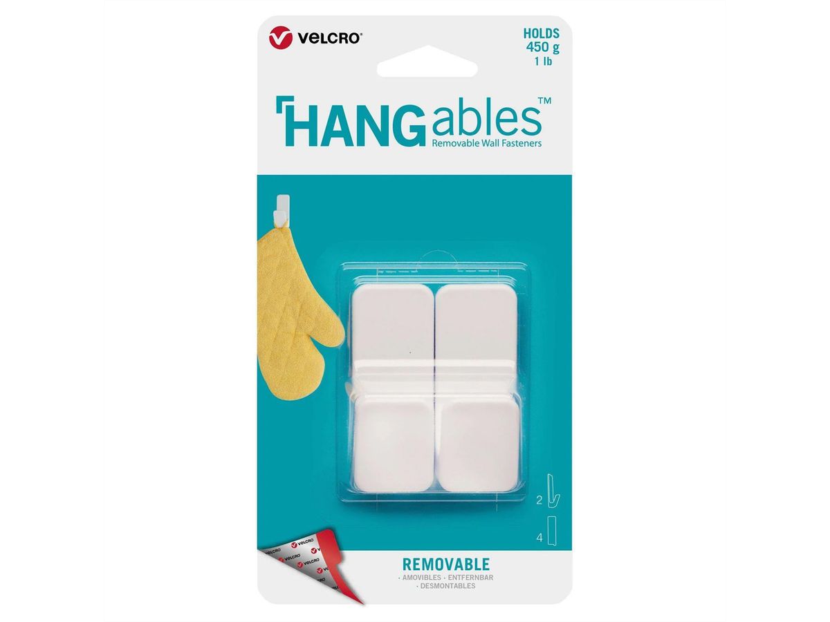 VELCRO® HANGables Petits crochets adhésifs 450 g, 2 pièces, amovibles, blancs