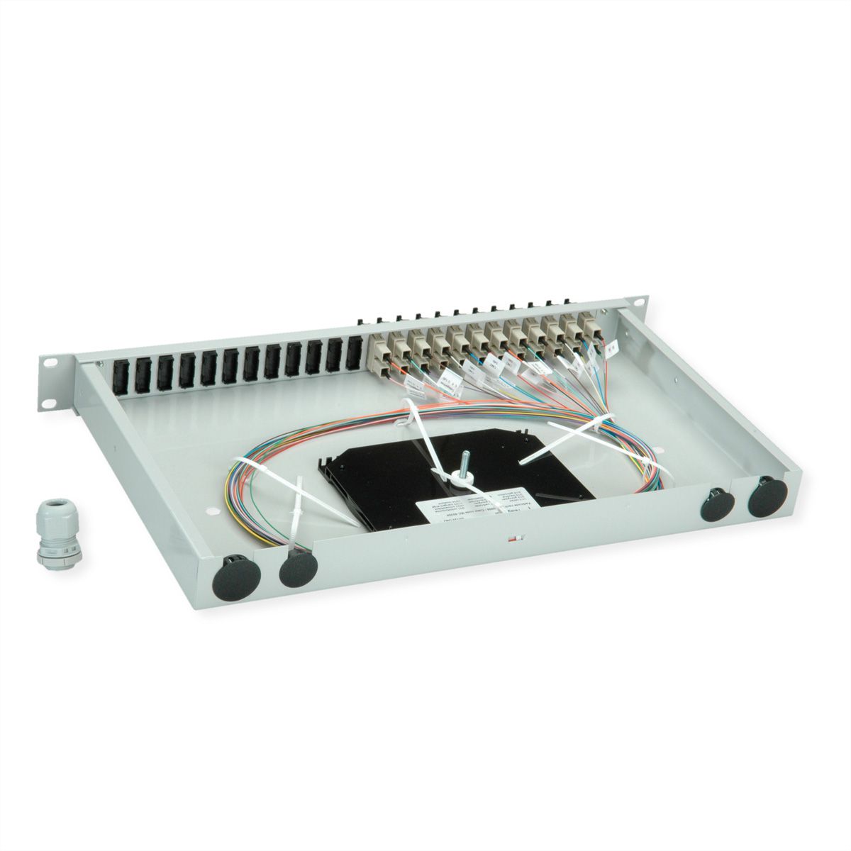 TELEGÄRTNER BASIS eco Panneau FO avec coupleurs et pigtails, 12x SC Duplex, beige, OM2, Grade C