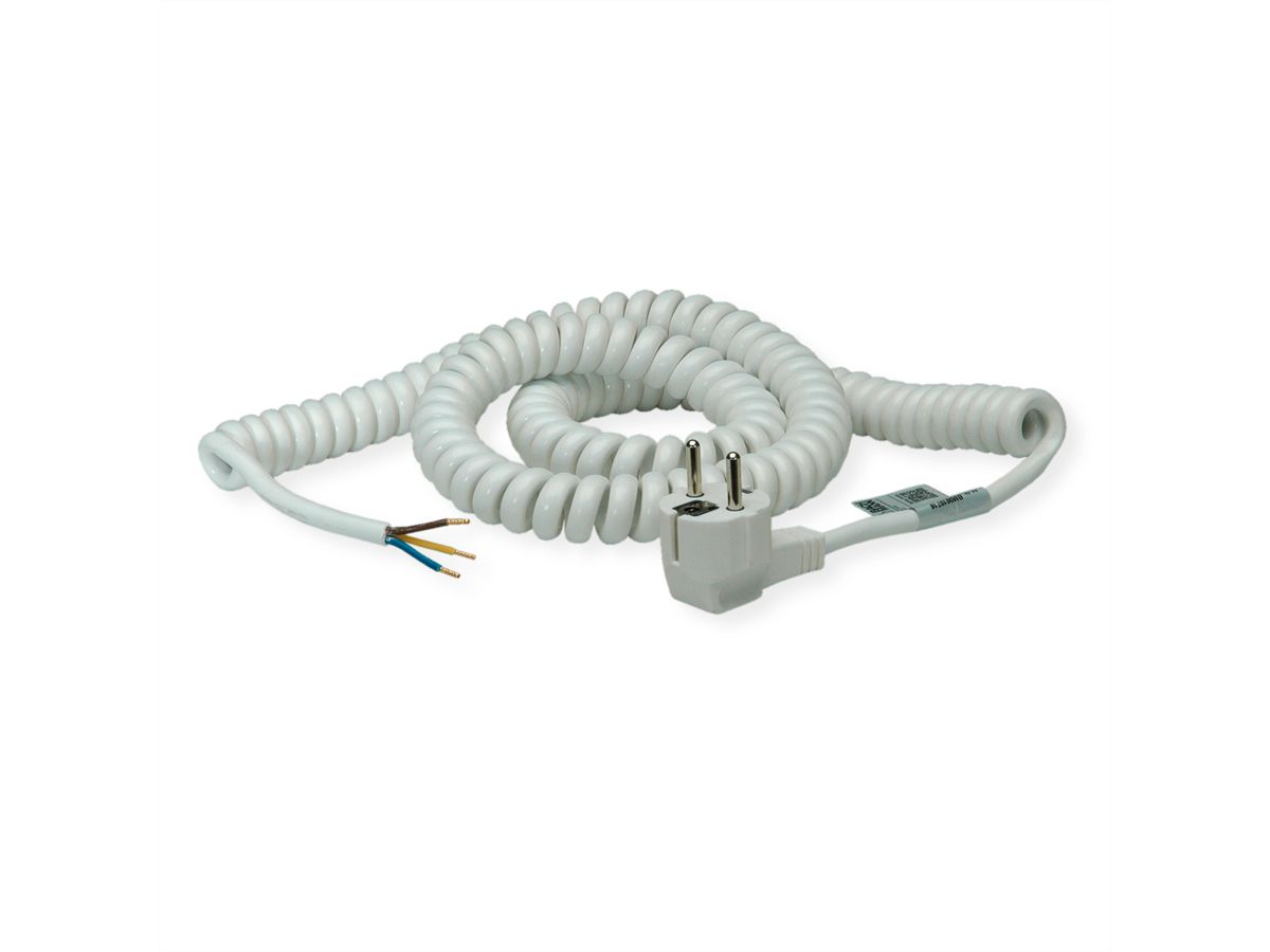 BACHMANN Câble spirale 1-4m blanc, H05VV-F 3G1,5mm² AEH/CEE7/7