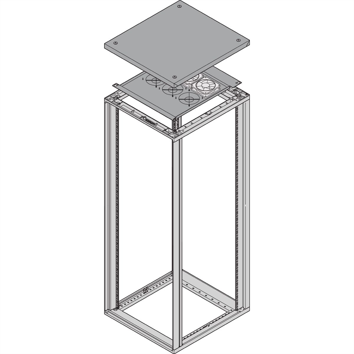 SCHROFF Novastar Couvercle de ventilateur avec 2 ventilateurs, hauteur de ventilateur 25 mm, 553W 500D