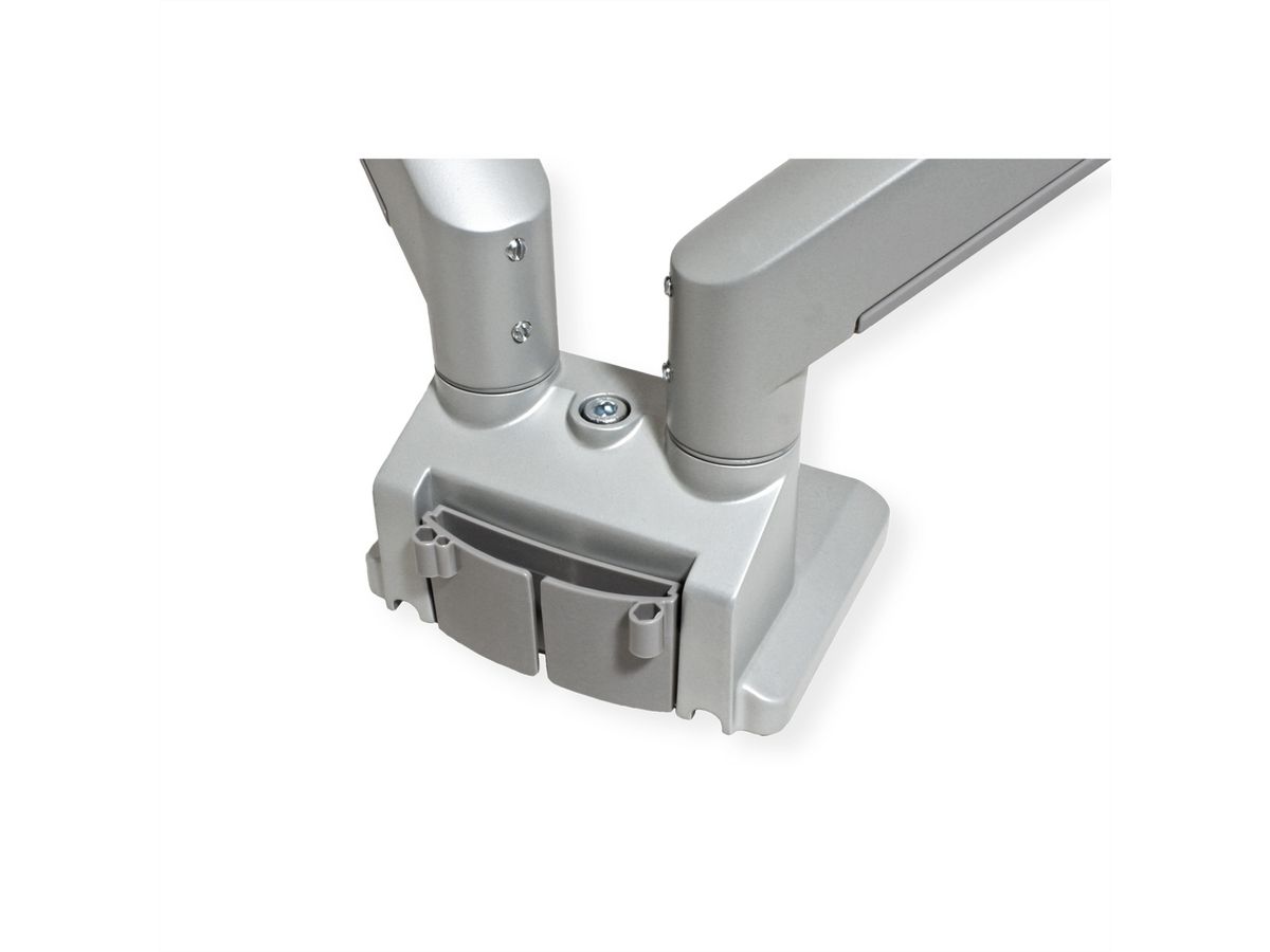 ROLINE Support double LCD, fixation sur bureau, vérin à gaz, 5 articulations, 17-23", jusqu'à 2x 9 kg, argent