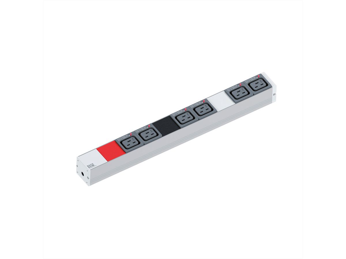 BACHMANN IT PDU ALU 1U 6x C19 3x16A CEE rouge