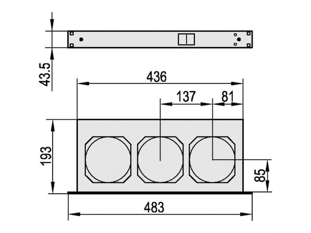 Unité de ventilation 19" SCHROFF, 1 U, avec interrupteur frontal, 3 ventilateurs, 115 VAC