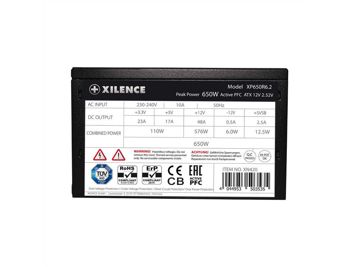 XILENCE XP650R6.2 Gaming 650W ATX, 80+, Non modulaire