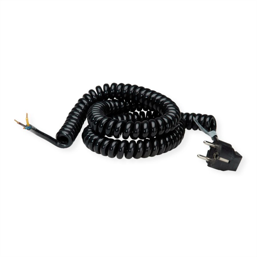 BACHMANN Câble spirale 1-4m noir, H05VV-F 3G1,5mm² AEH/CEE7/7