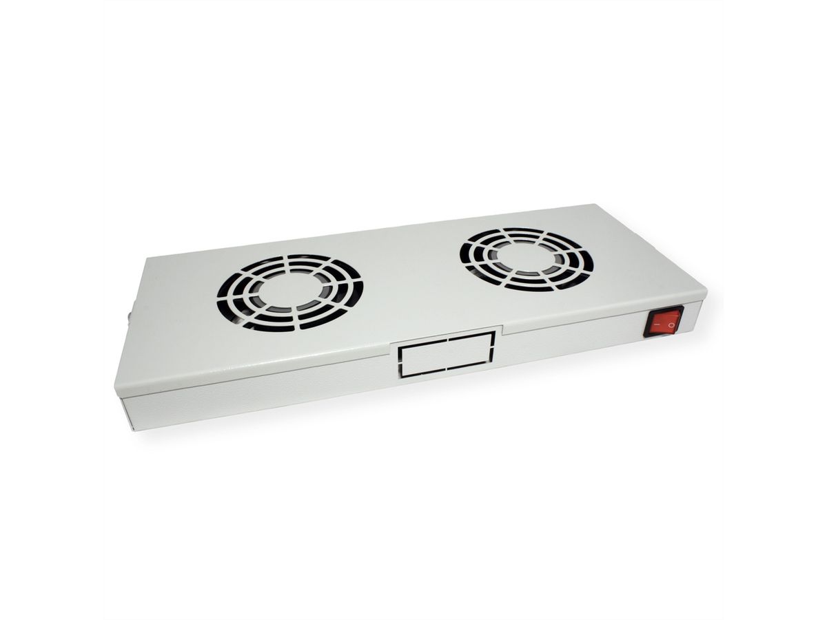 ROLINE 19" Unité de ventilation, 2 ventilateurs, Thermostat gris