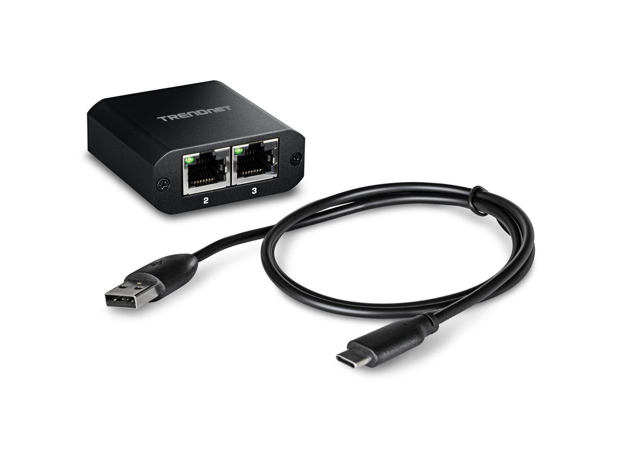 TRENDnet TEG-102S Répartiteur Gigabit à 2 ports avec alimentation USB de type C