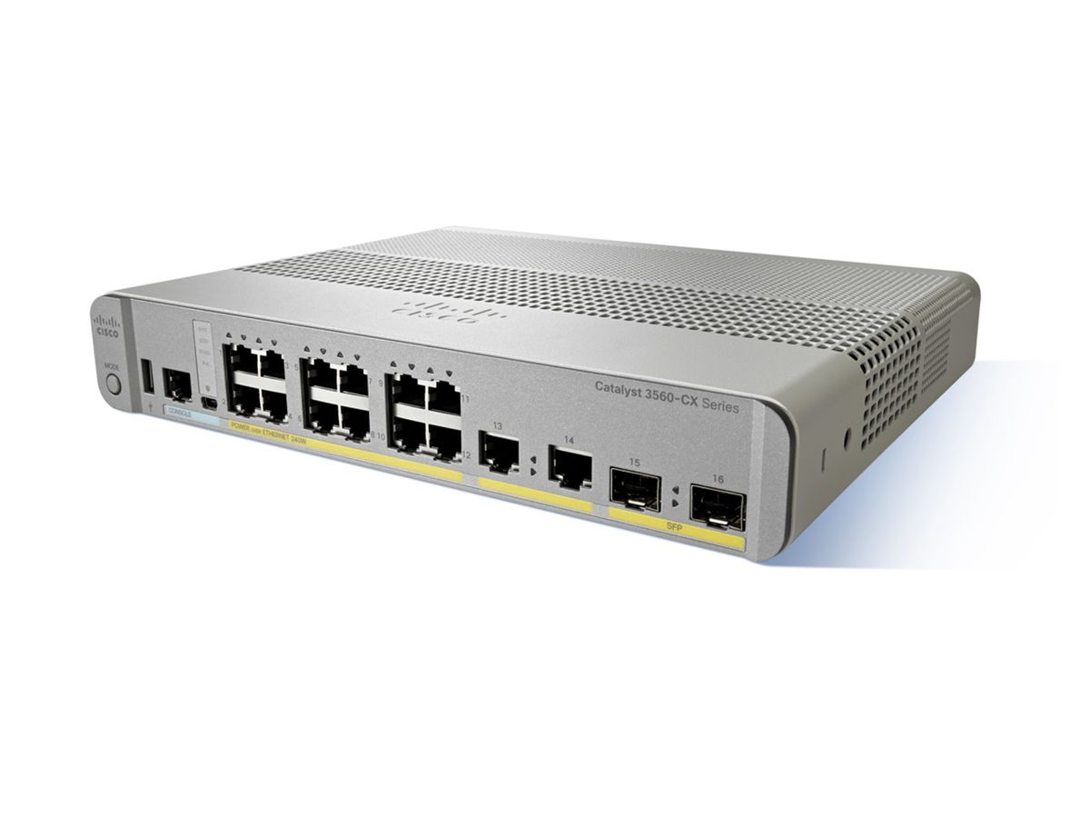 Cisco WS-C3560CX-8PC-S commutateur réseau Géré Gigabit Ethernet (10/100/1000) Connexion Ethernet, supportant l'alimentation via ce port (PoE) Blanc