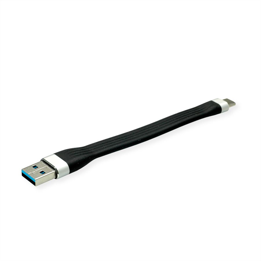 ROLINE Câble USB 3.2 Gen 1 en Silicone, A-C, M/M, noir, 11 cm