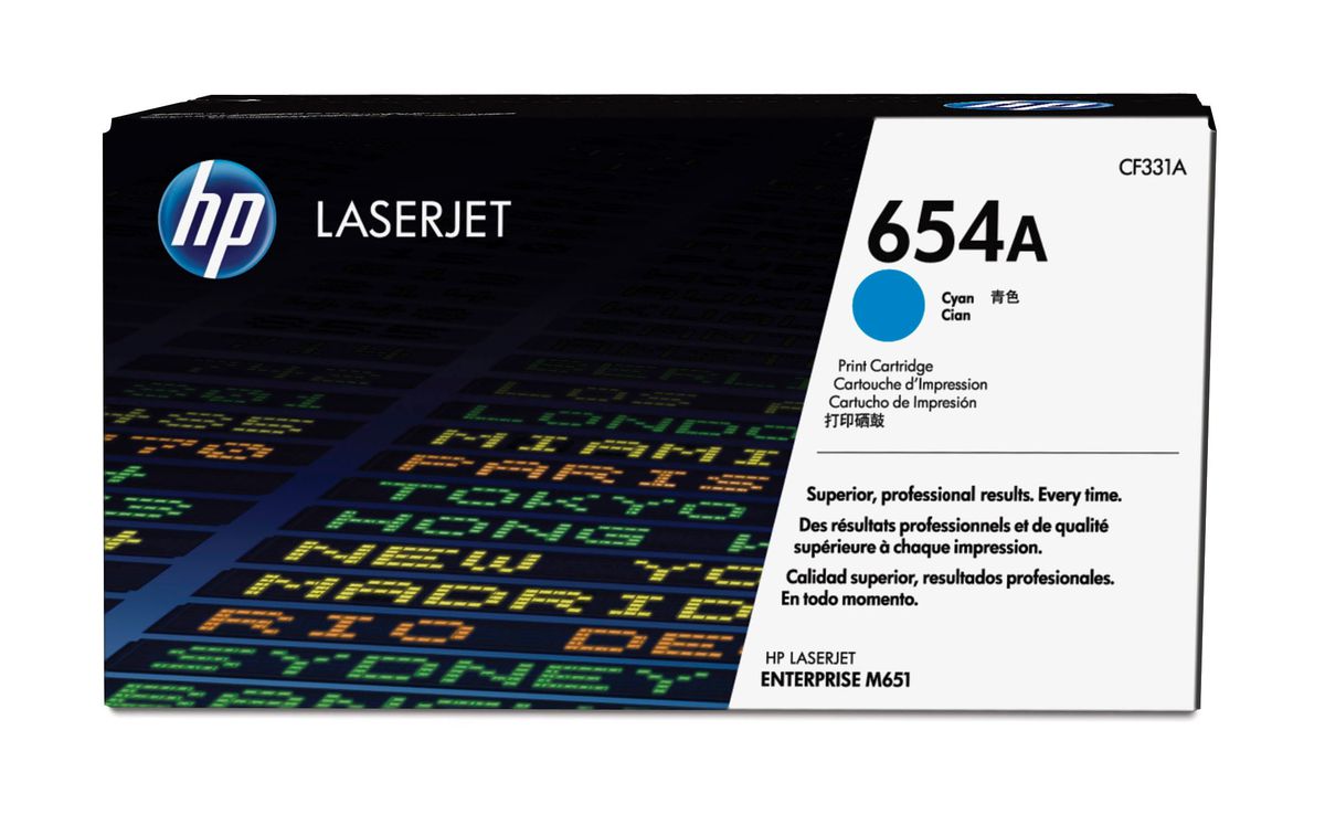 HP 654A toner cyan authentique LaserJet