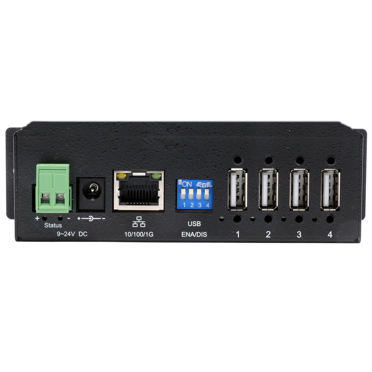 EXSYS EX-6003HMVS Serveur de périphériques 4x USB 2.0, entrée 9V-24V DC, boîtier métallique