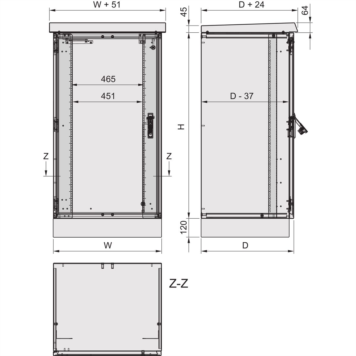 SCHROFF Outdoor Comline ECL Cabinet avec socle, 600H 600W 500D
