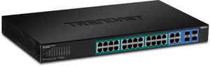 Trendnet TPE-5028WS commutateur réseau Géré Gigabit Ethernet (10/100/1000) Noir 1U Connexion Ethernet, supportant l'alimentation via ce port (PoE)