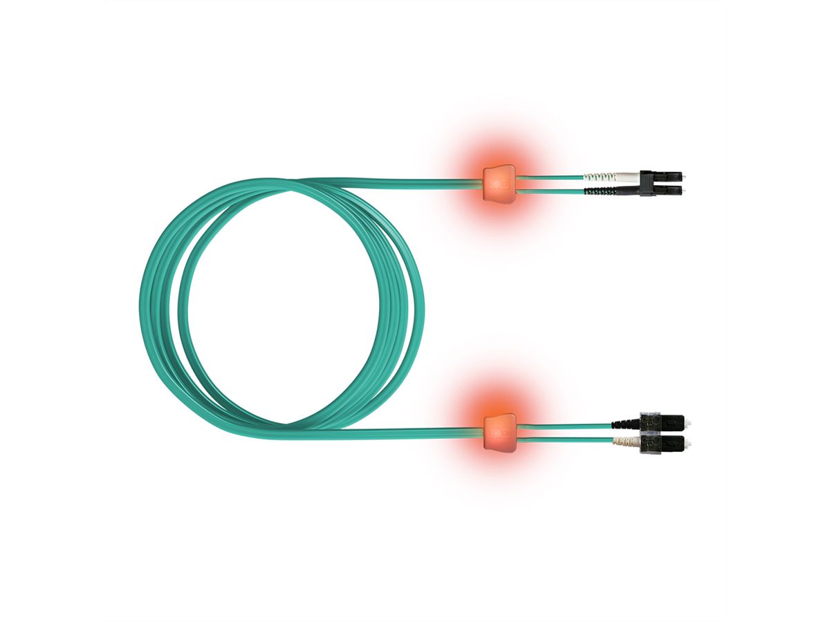 saCon Câble FO duplex 50/125µm OM3, LC/SC, turquoise, 10 m