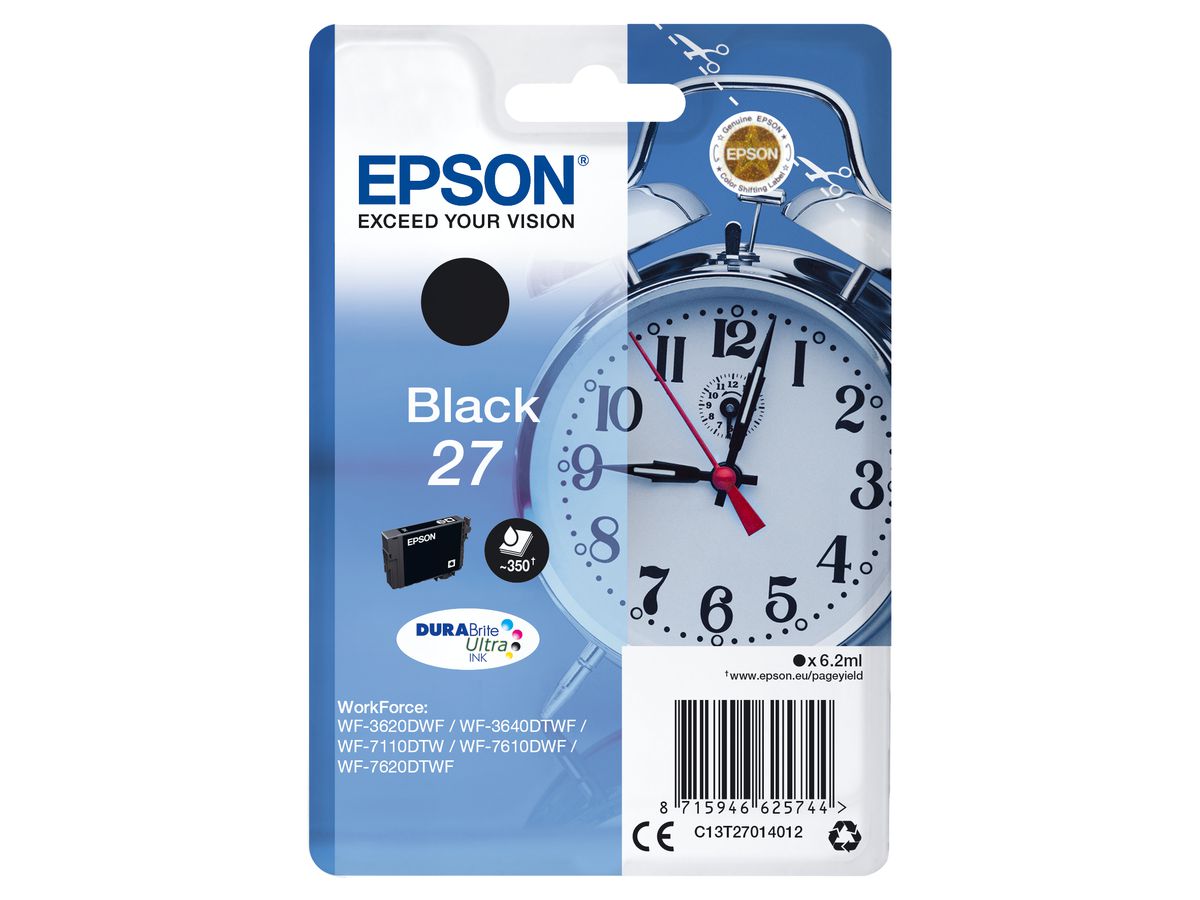 Epson Alarm clock Singlepack Black 27 DURABrite Ultra Ink