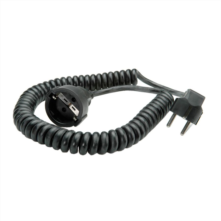 BACHMANN Câble prolongateur spirale 2P+T allemand, 230V/16A, noir, 4 m