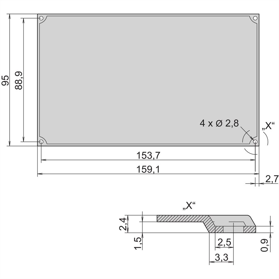 Couvercle latéral à souder pour circuits imprimés SCHROFF, 3 U, 100 mm x 160 mm, 55°C