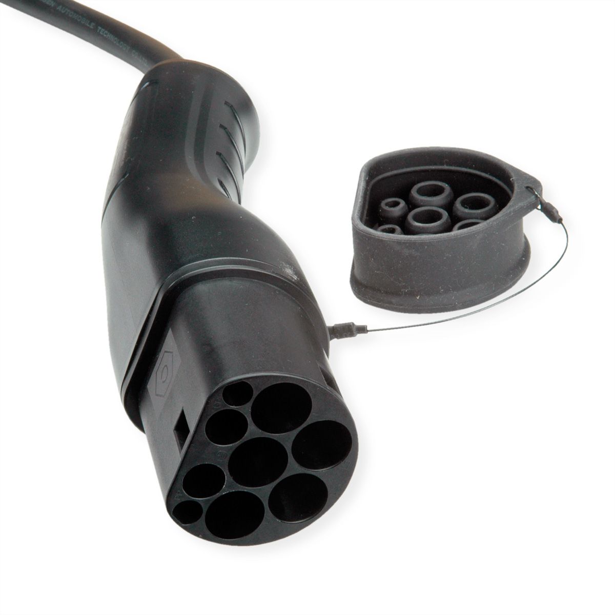 ROLINE Câble de recharge VE type2, 1-Phase, 250VAC (1P+N+E), 32 A, 7,4 kW, spirale (max. 3m)