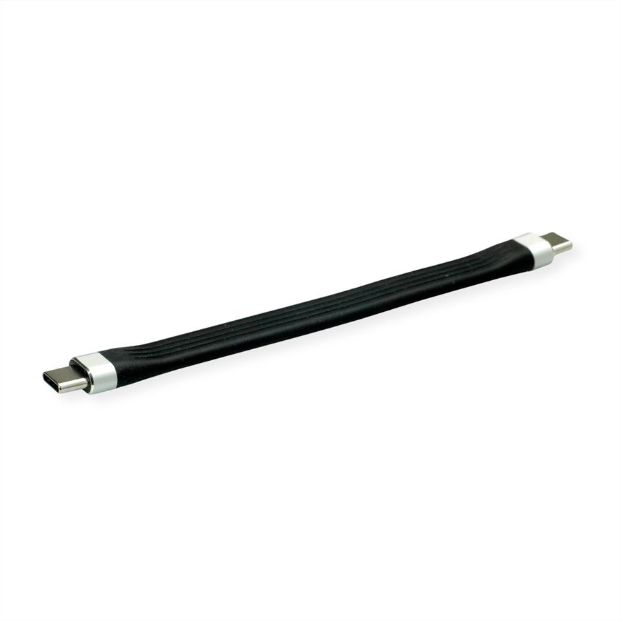 ROLINE Câble USB 3.2 Gen 2 en silicone, avec PD, Emark, C-C, M/M, 8K UHD, 10Gbit/s, 60W, noir, 11 cm