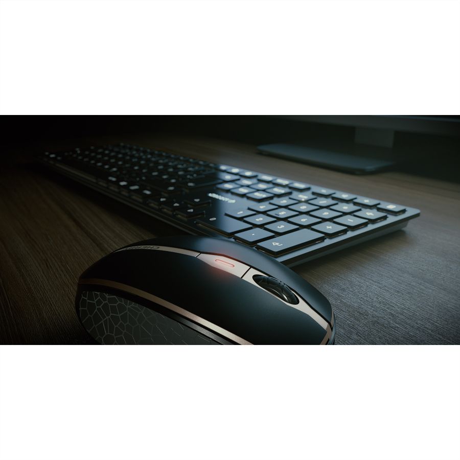 CHERRY DW 9100 SLIM Ensemble clavier-souris sans fil USB/Bluetooth rechargeable, noir/bronze