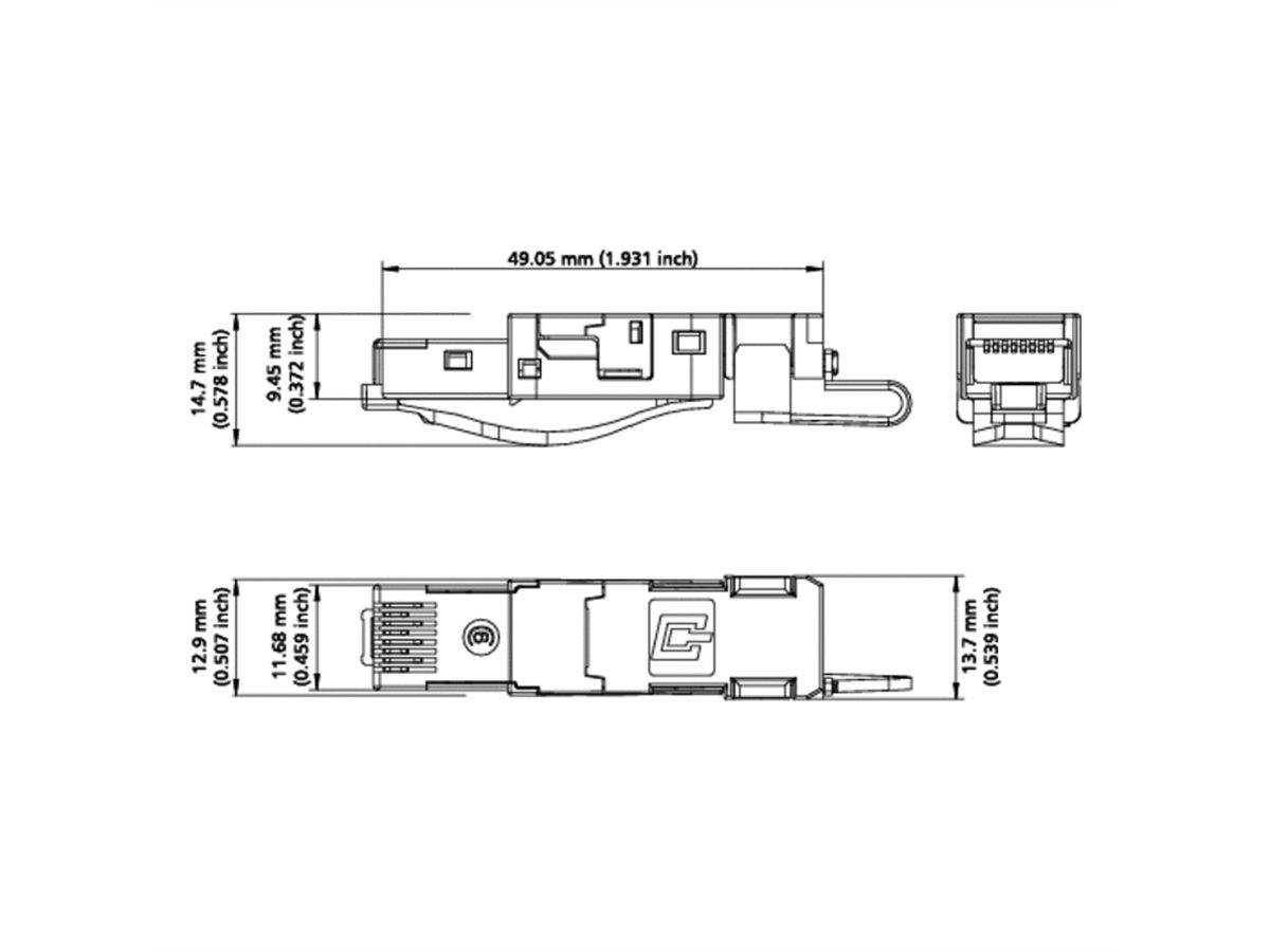 METZ CONNECT E-DAT Industrie IP20, Connecteur RJ45, noir