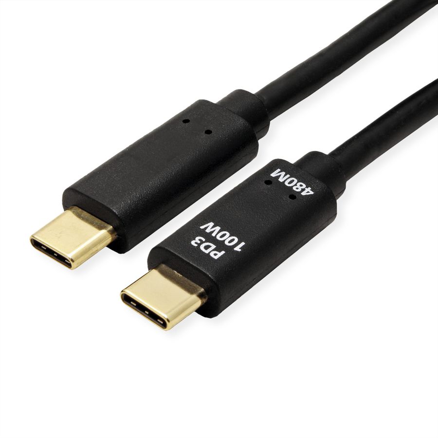 VALUE Câble USB 2.0, C–C, M/M, 100W, noir, 1 m