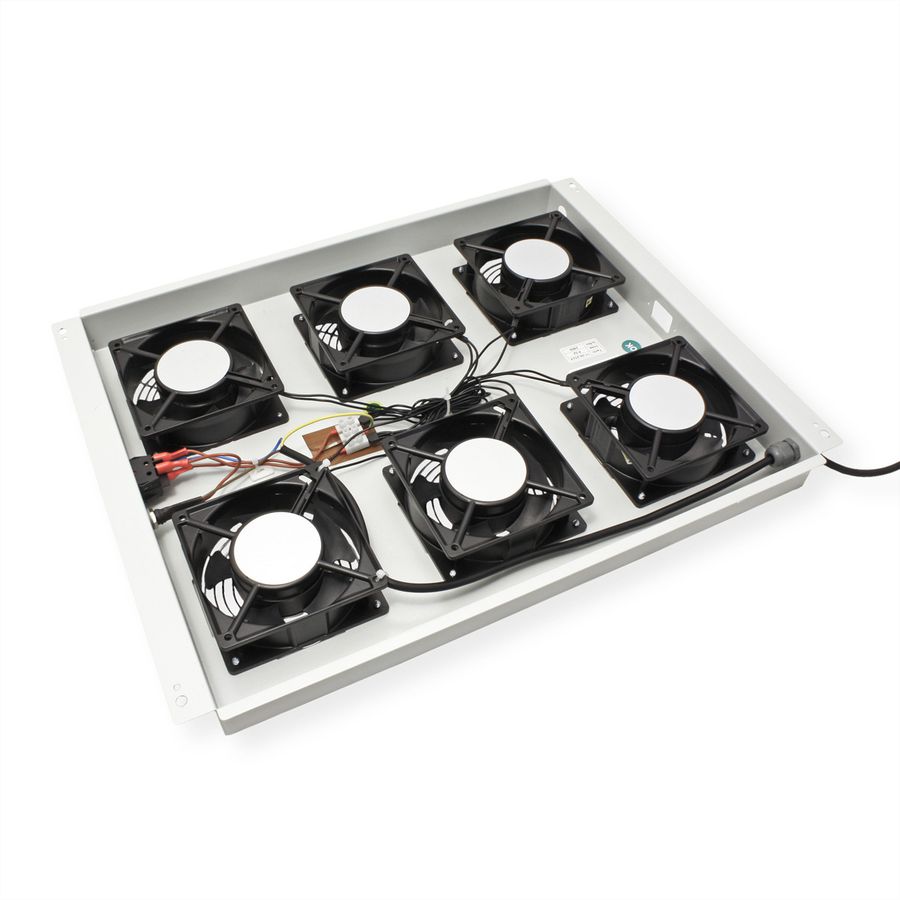 ROLINE 19" Unité de ventilation de toit, 6 ventilateurs, ON/OFF, pour baie serveur par série, gris