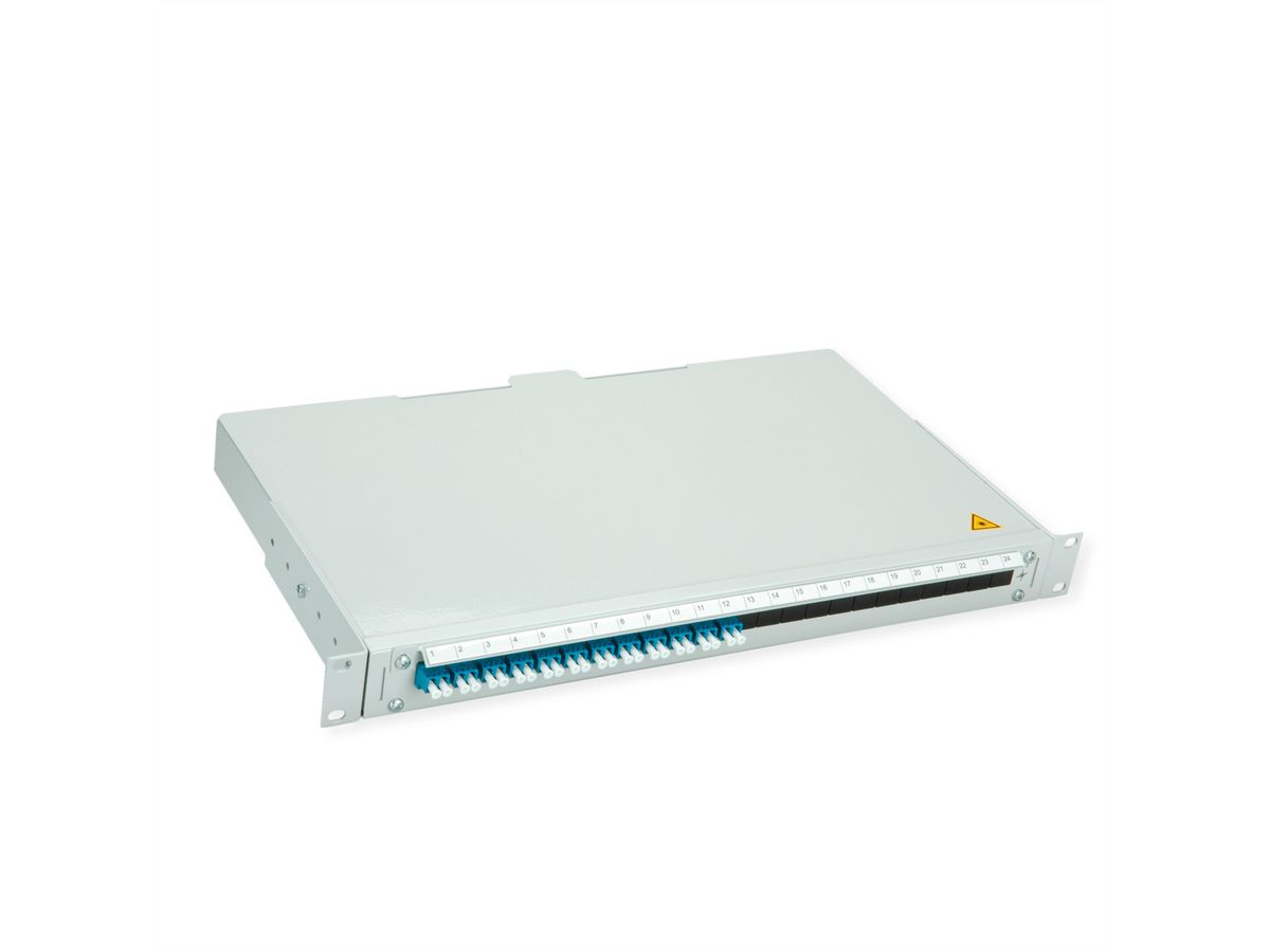 TELEGÄRTNER BASIS V Panneau FO avec coupleurs, 12x LC Duplex, bleu, OS2