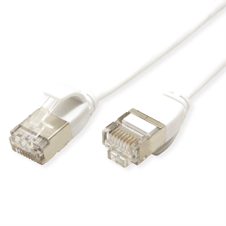 ROLINE Câble Data Center U/FTP Cat.7, avec connecteurs RJ45, 500 MHz (Classe EA), LSOH, slim, blanc, 3 m