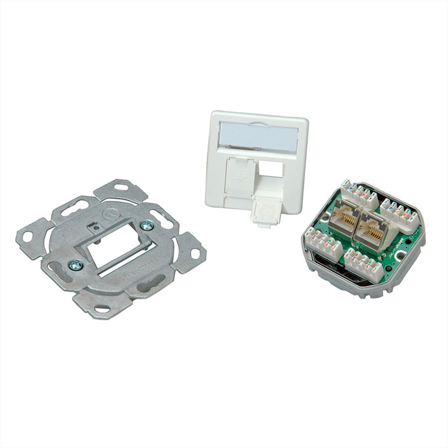 TELEGÄRTNER Embase AMJ45 2x RJ45 Cat.6/Classe E blanc alpin, (A+B+C)