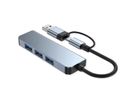 VALUE Hub métallique 4 ports type A, (1x USB 3.2Gen1 + 3x USB 2.0), câble de raccordement type A+C