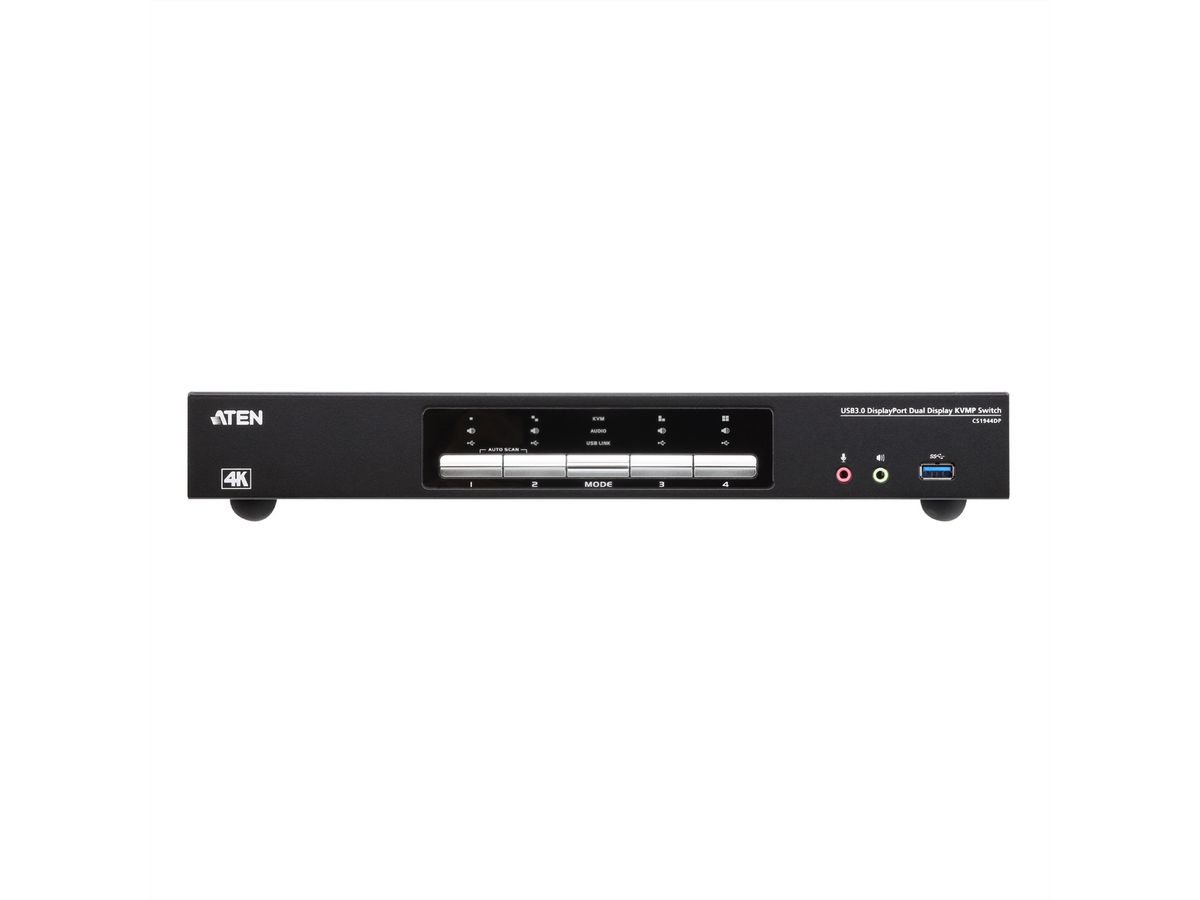 ATEN CS1944DP Commutateur KVMP à 2 affichages DP 4K, 4 ports USB 3.0