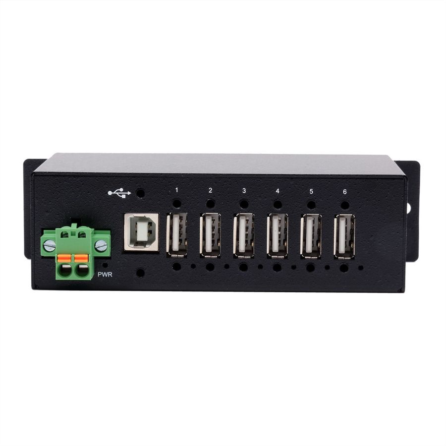 EXSYS EX-1596HMVS Hub métal USB 2.0 à 6 ports, protection de surtension 15KV ESD (rail DIN)
