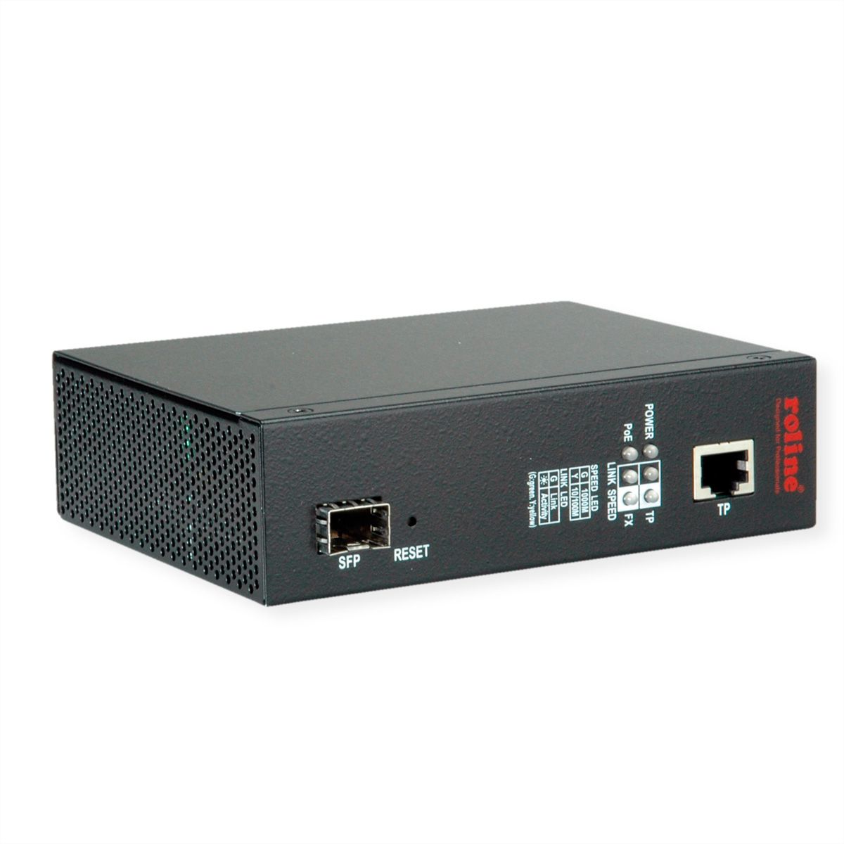 ROLINE Convertisseur industriel Gigabit Dual Speed 100/1000 Fibre, avec fonction PoE