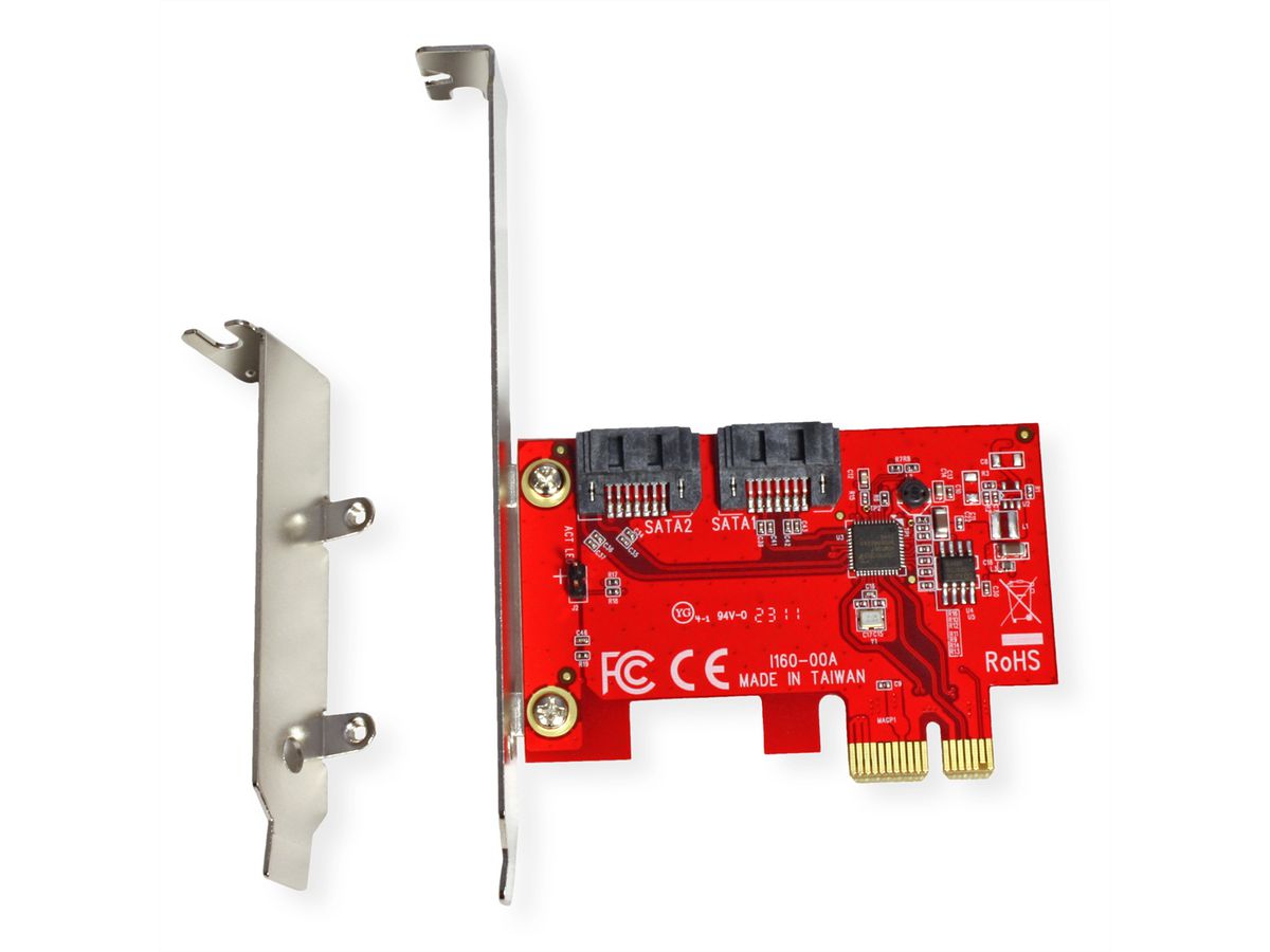 ROLINE Carte PCIe x1 SATA III 6Gbps AHCI 2 ports Low Profile Host Adaptateur