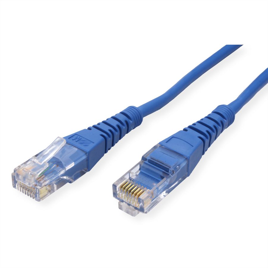 Cordon ROLINE Cat.5e (Classe D) UTP confectionné, PoE, bleu, 0,5 m