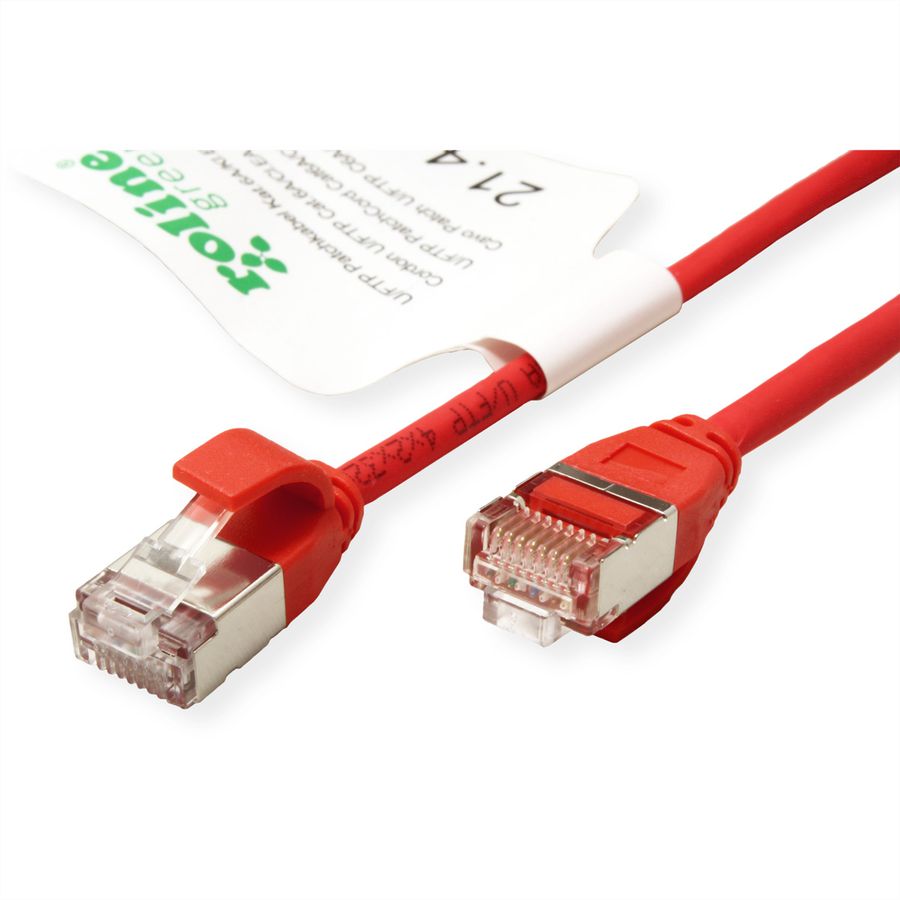 ROLINE GREEN Cordon DataCenter U/FTP Cat.6A (Classe EA), LSOH, slim, rouge, 0,15 m
