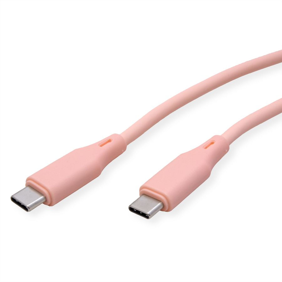 ROLINE Câble USB 2.0, C–C, M/M, silicone, 60W, pink, 1 m