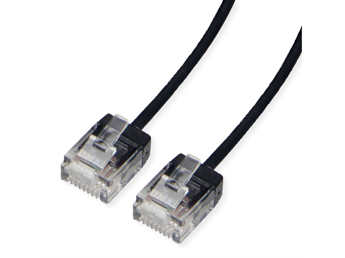 ROLINE Cordon Data Center UTP Cat.6A (Classe EA), LSOH, slim, pour chemins très courts, noir, 0,5 m